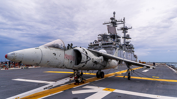 Practice Harrier on USS Kearsarge Flight Deck