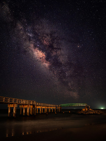 Milky Way over Gulf of America at Matagorda Pier